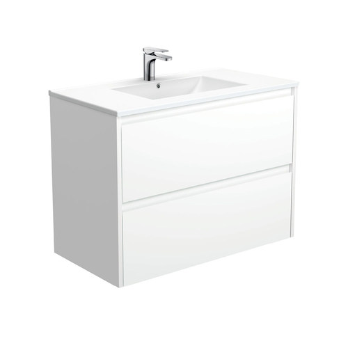 Dolce amato 900mm satin white wall hung vanity with satin white panels