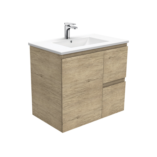 Dolce edge 750mm scandi oak wall hung vanity right drawers