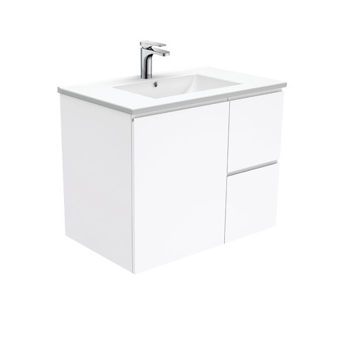 Dolce fingerpull 750mm wall hung vanity right drawers