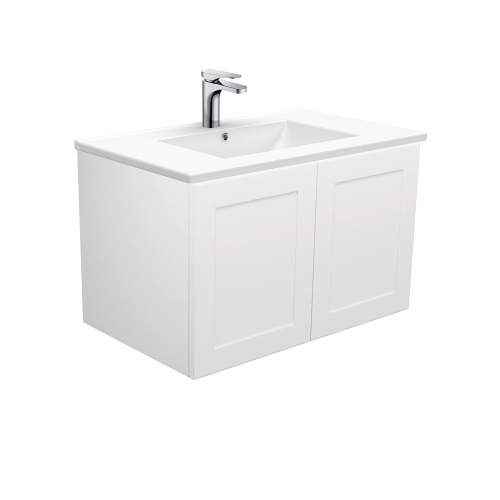 MILA Satin White 750 wall hung left drawers