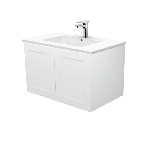MILA Satin White 750 wall hung right drawers