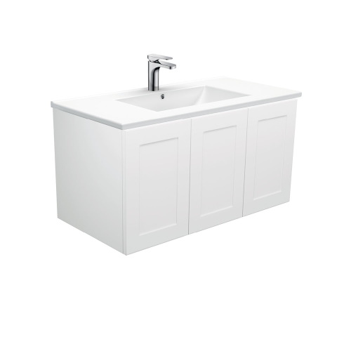Dolce Mila 900 Satin White wall hung left drawers