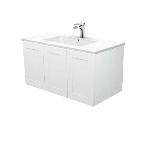 Dolce Mila 900 Satin White wall hung right drawers