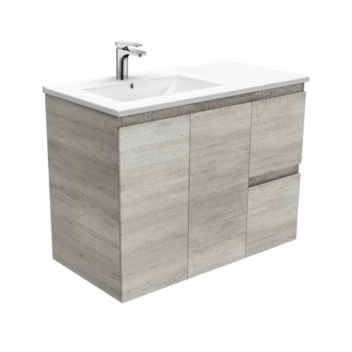 Dolce 900 edge 900mm industrial wall hung vanity left 