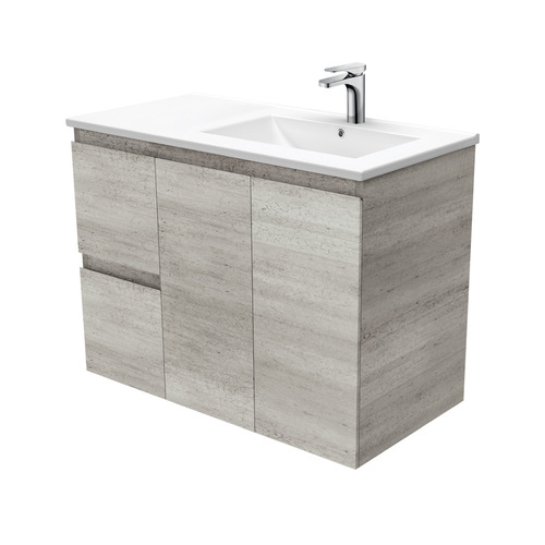 Dolce 900 edge 900mm industrial wall hung vanity right 