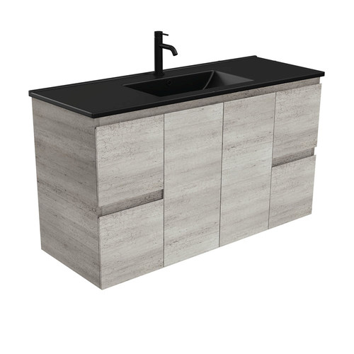 Dolce matte black edge 1200mm industrial wall hung vanity