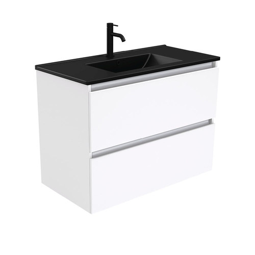 Dolce Matte Black quest 900mm wall hung vanity 