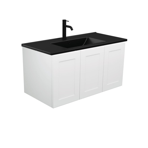 Dolce Mila 900 Matte Black wall hung left drawers