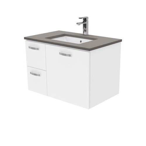 Dove Grey Unicab 750 wall hung vanity left drawers