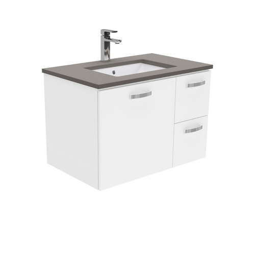 Dove Grey Unicab 750 wall hung vanity right drawers