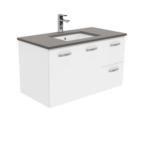 Dove Grey Unicab 900 wall hung vanity right drawers