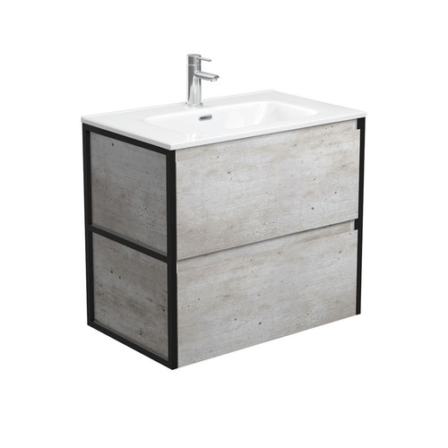 Joli amato 750mm industrial wall hung vanity with matte black frames