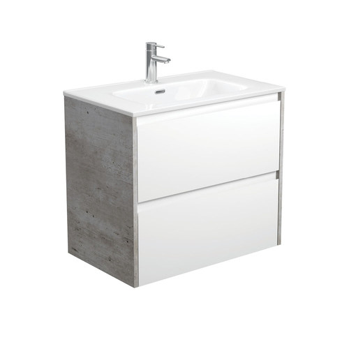 Joli amato 750mm satin white wall hung vanity with industrial panels