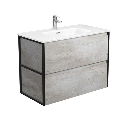 Joli amato 900mm industrial wall hung vanity with matte black frames