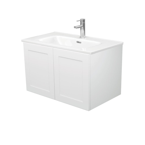 Mila 750 Satin White wall hung right drawers