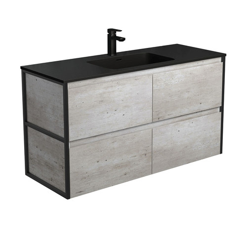 Montana amato 1200mm industrial wall hung vanity with matte black frames