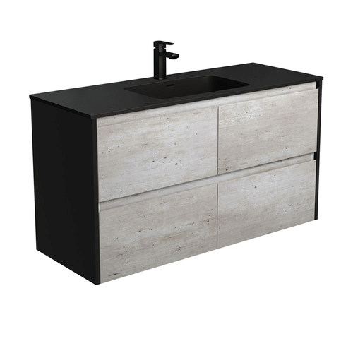 Montana amato 1200mm industrial wall hung vanity with satin black panels