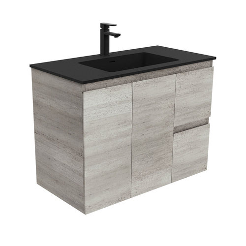 Montana edge 900mm industrial wall hung vanity right drawers