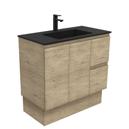 Montana edge 900mm scandi oak vanity on kickboard right drawers