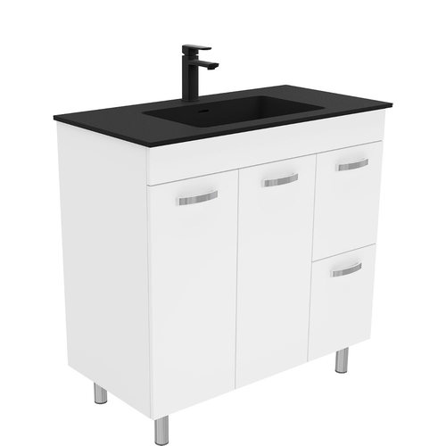 Montana unicab 900mm vanity on legs right drawers