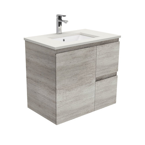 Roman Sand Edge industrial 750 wall hung vanity right drawers
