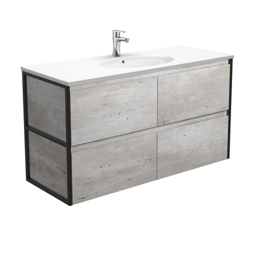 Rotondo amato 1200mm industrial wall hung vanity with matte black frames