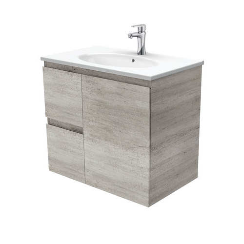 Dolce edge 750mm industrial wall hung vanity left drawers