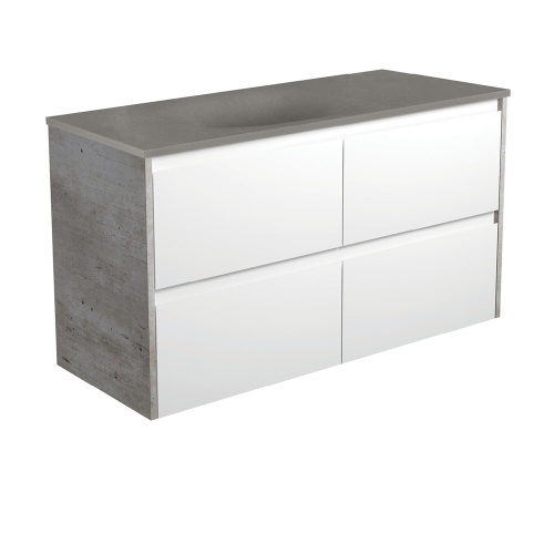 Satori amato 1200mm satin white wall hung vanity with industrial panels