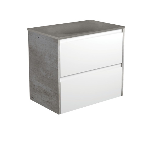 Satori amato 750mm satin white wall hung vanity with industrial panels