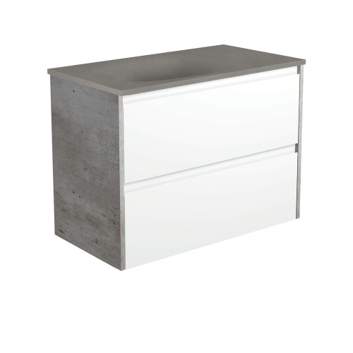 Satori amato 900mm satin white wall hung vanity with industrial panels
