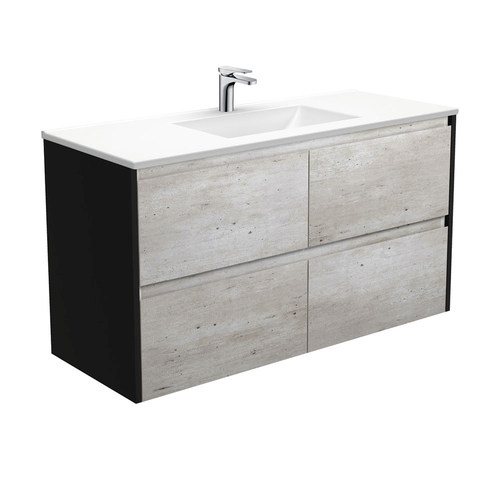 Vanessa amato 1200mm industrial wall hung vanity with satin black panels