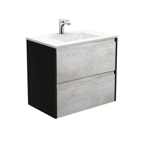 Vanessa amato 750mm industrial wall hung vanity with satin black panels
