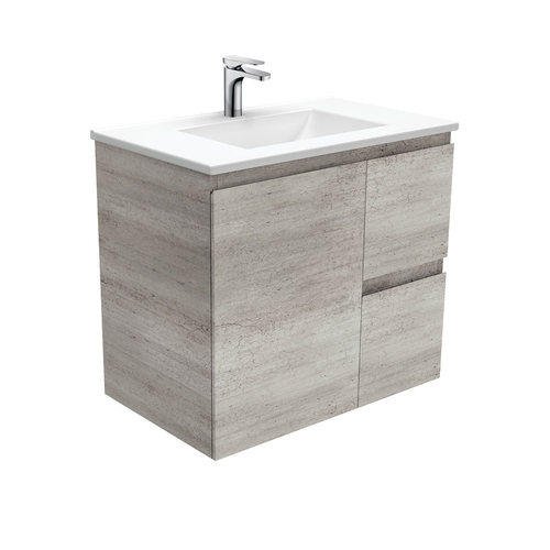 Vanessa edge 750mm industrial wall hung vanity right drawers