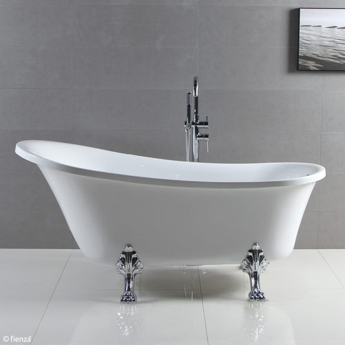 Clawfoot Freestanding Acrylic Bath 1500mm Gloss White with Chrome Feet