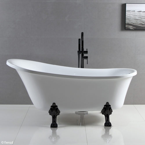 Clawfoot Freestanding Acrylic Bath 1700mm Gloss White with Matte Black Feet