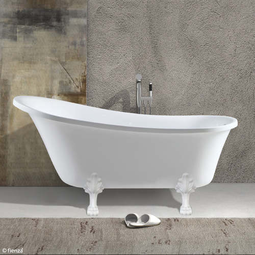 Clawfoot Freestanding Acrylic Bath 1500mm Gloss White with Semi-Gloss White Feet