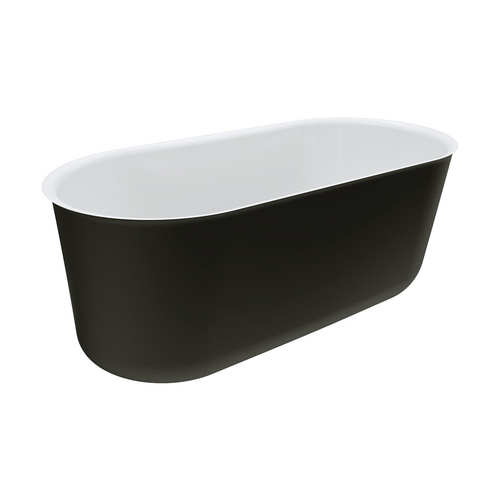 WINDSOR Freestanding Acrylic Bath 1500 Matte Black with Gloss White Interior
