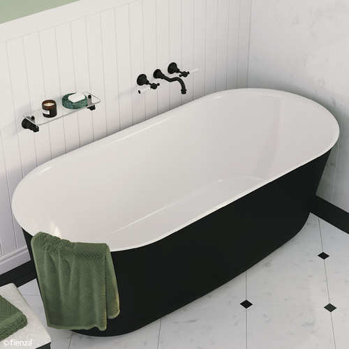 WINDSOR Freestanding Acrylic Bath 1700 Matte Black with Gloss White Interior