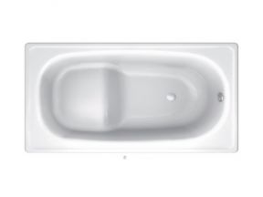 Ultra Compact Inset Bath Vitreous Enamel Steel 1050mm with built in seat